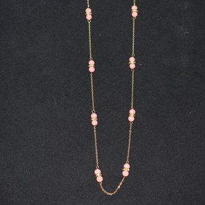 J. Crew Pink beaded gold necklace - 34 inches